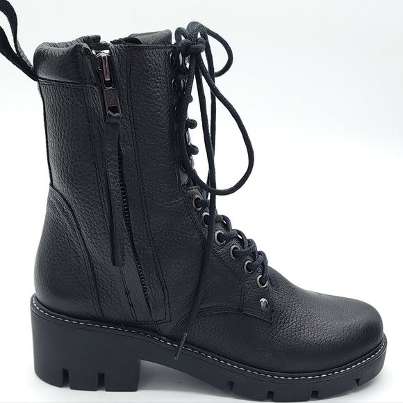 Golo War & Peace Black Napa Leather Lace-up Zip Combat Boots Size 8 - Picture 6 of 11